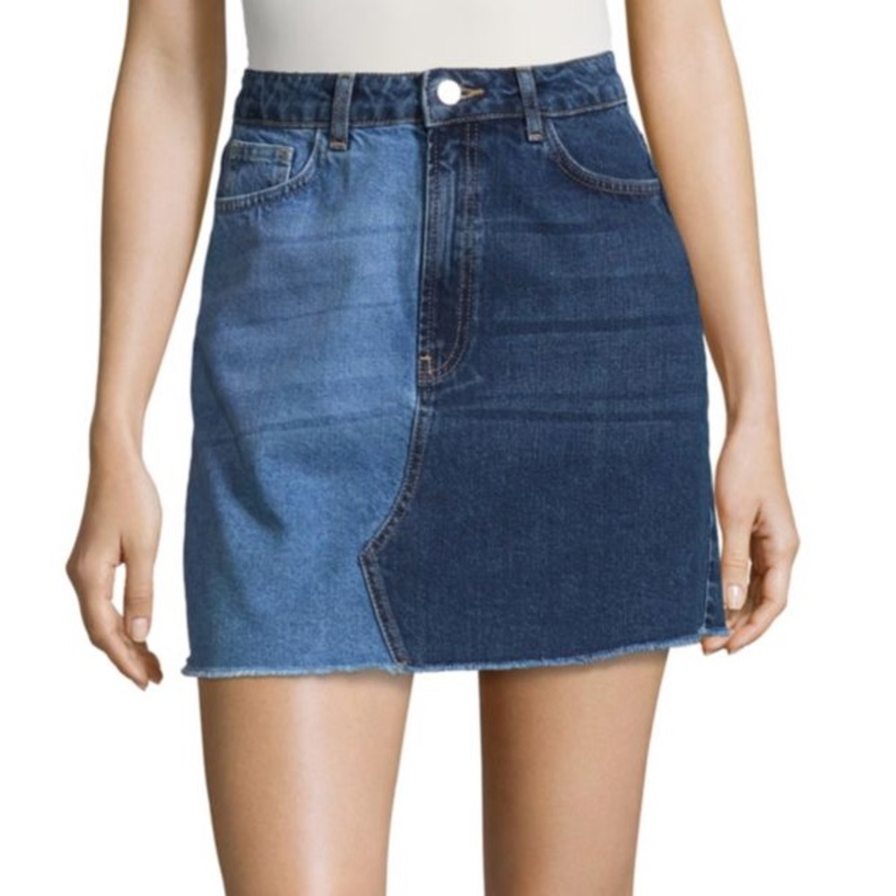 French Connection 2-tone jean mini skirt
